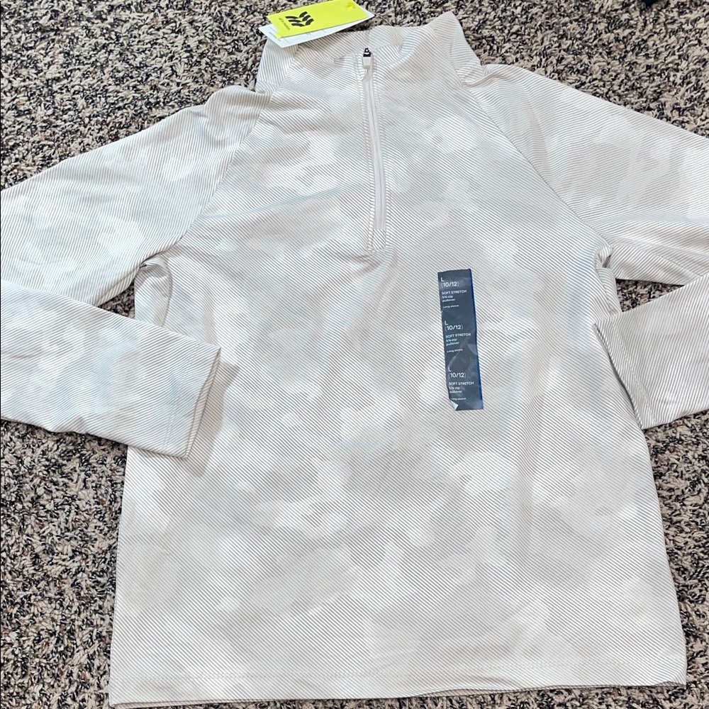 All In Motion Soft Stretch 1/4 Zip Pullover Tan Camo Active Top Unisex Var Sizes